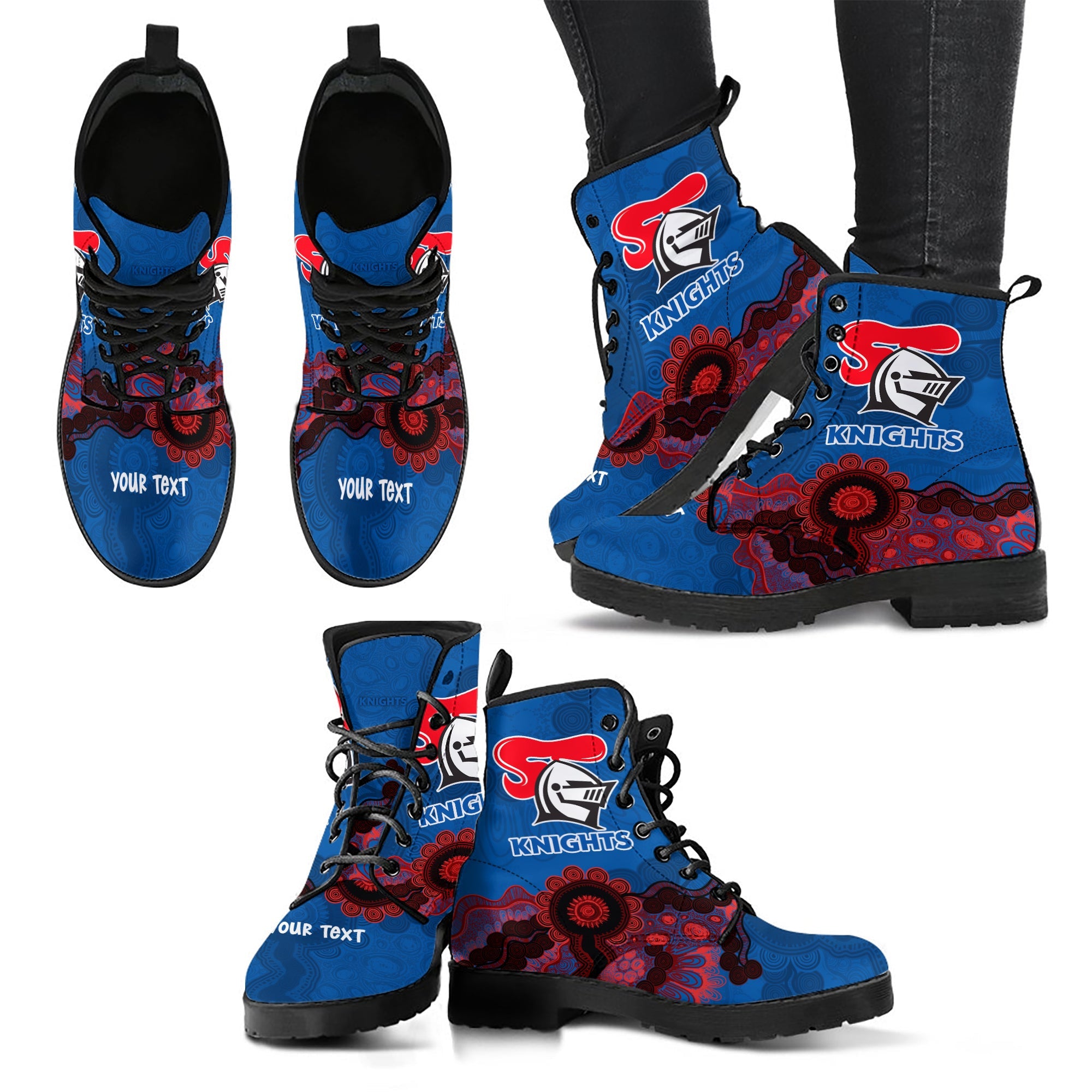 newcastle-knights-aboriginal-leather-boots-indigenous-style-nrl