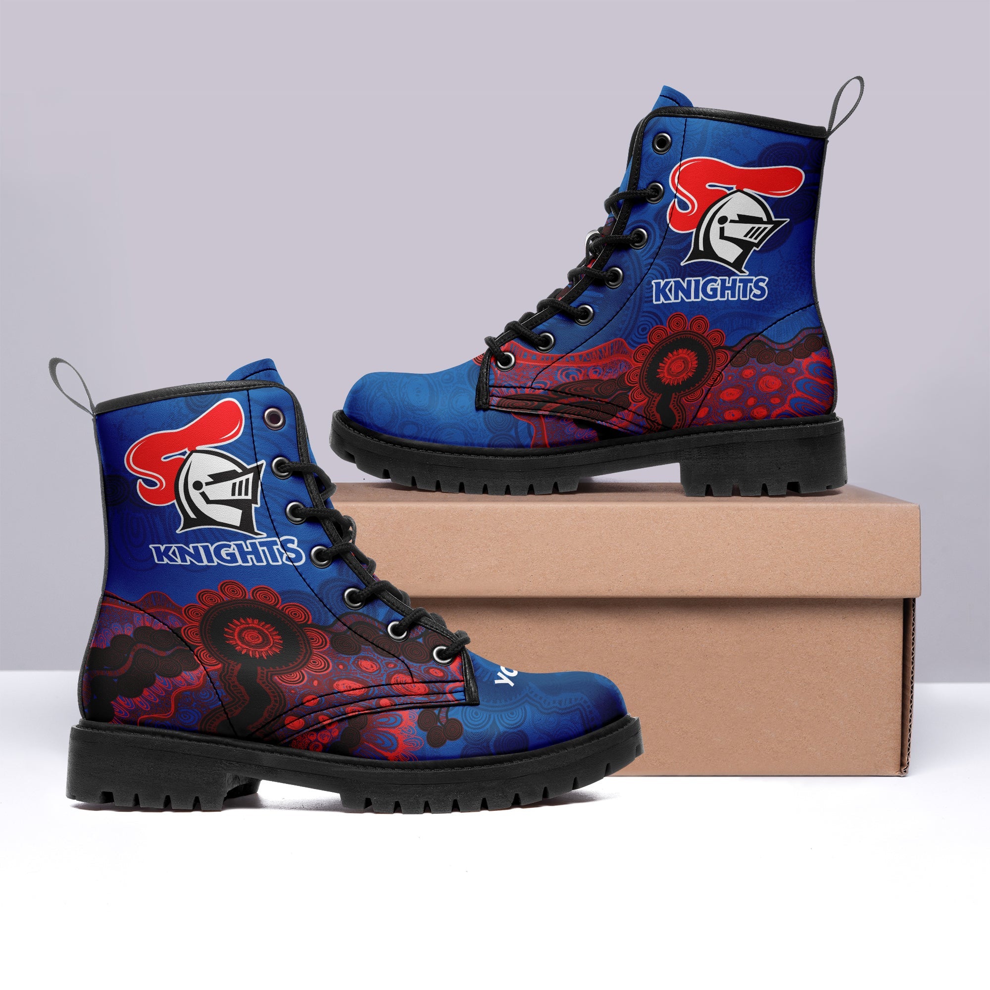 newcastle-knights-aboriginal-leather-boots-indigenous-style-nrl