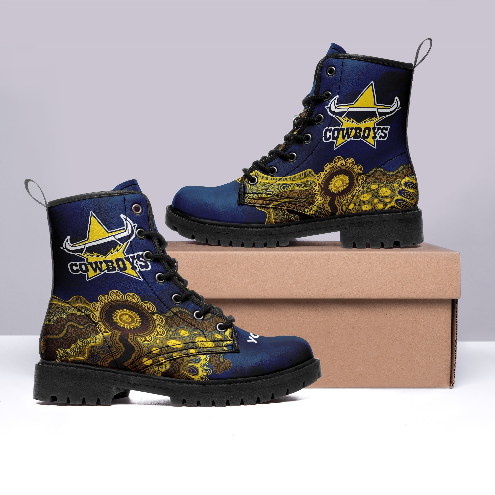 north-queensland-cowboys-aboriginal-leather-boots-indigenous-style-nrl