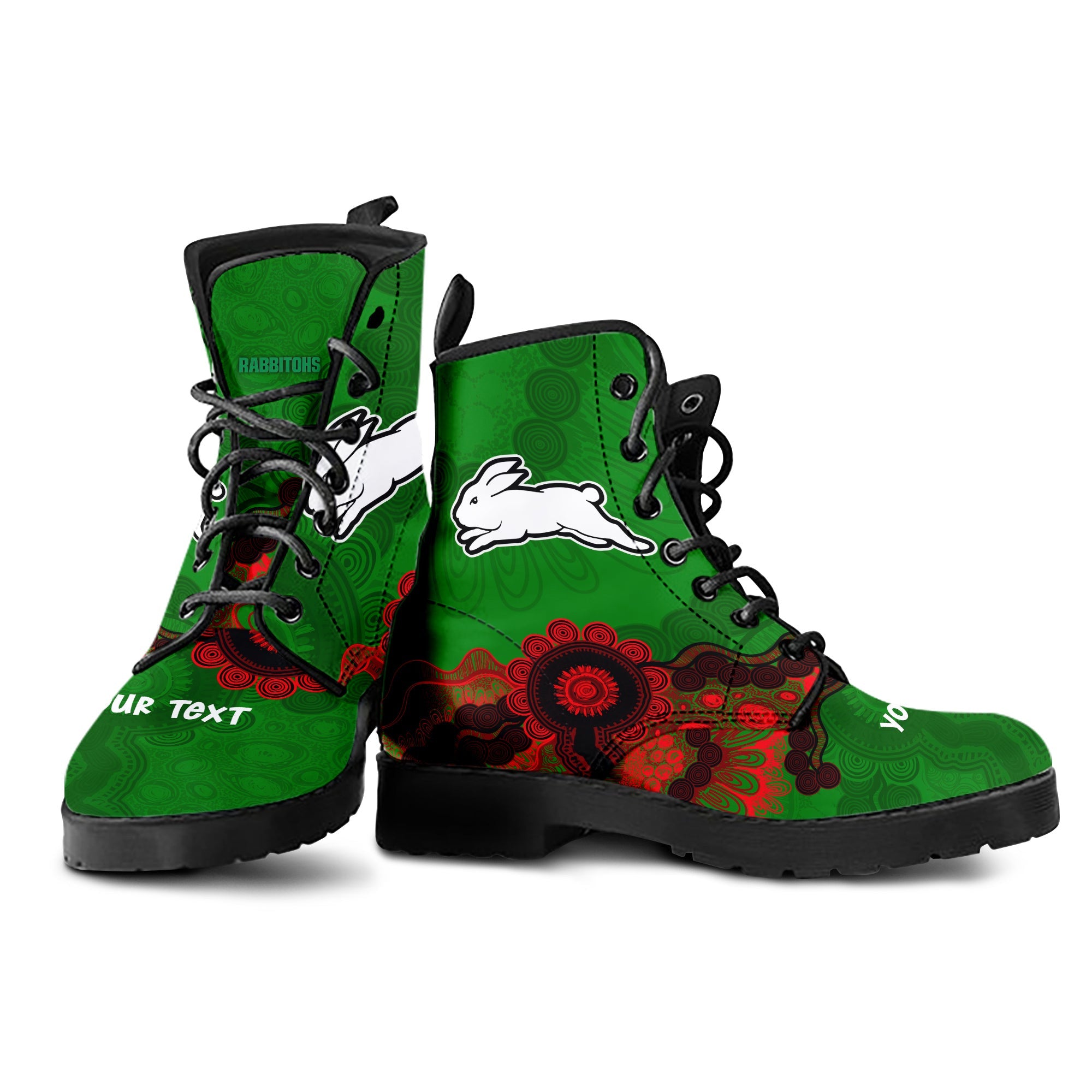 south-sydney-rabbitohs-aboriginal-leather-boots-indigenous-style-nrl
