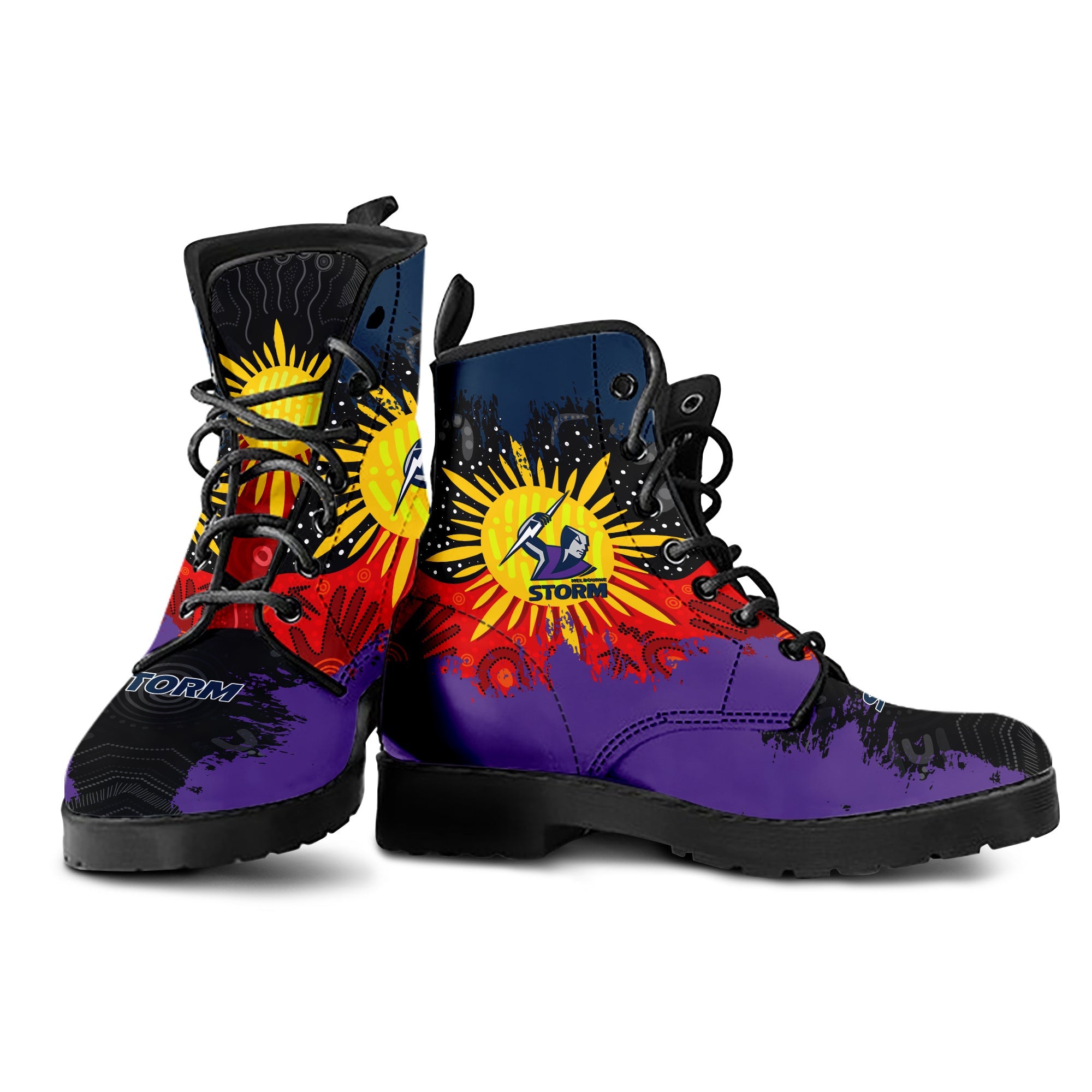 melbourne-storm-leather-boots-australian-aboriginal-flag-sun-painting-art-brush-nrl