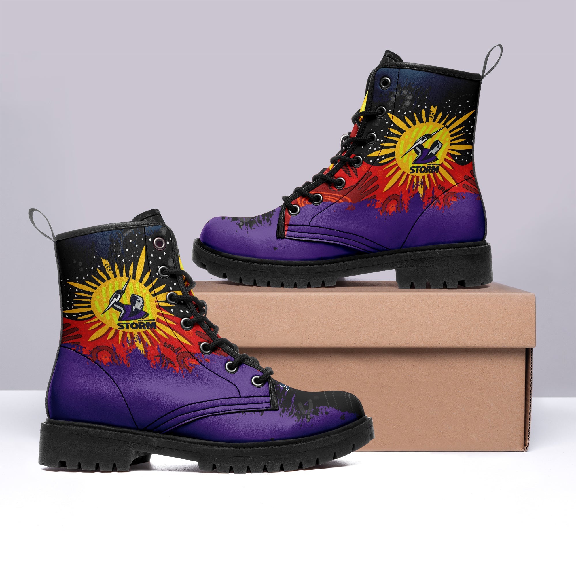 melbourne-storm-leather-boots-australian-aboriginal-flag-sun-painting-art-brush-nrl