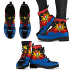 newcastle-knights-leather-boots-australian-aboriginal-flag-sun-painting-art-brush-nrl