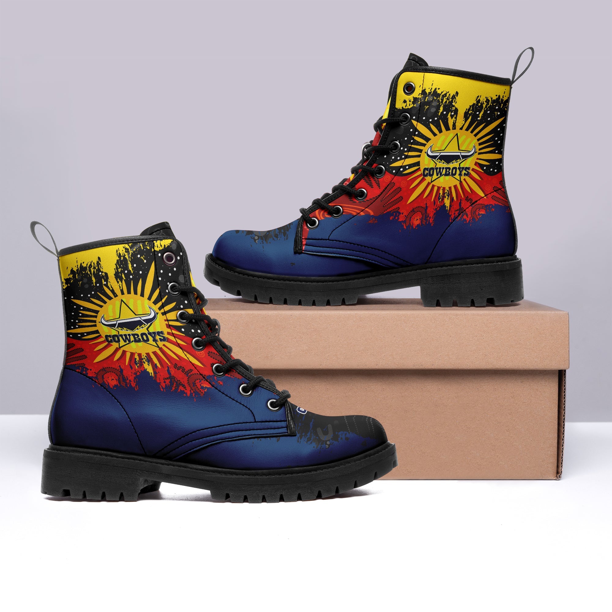 north-queensland-cowboys-leather-boots-australian-aboriginal-flag-sun-painting-art-brush-nrl