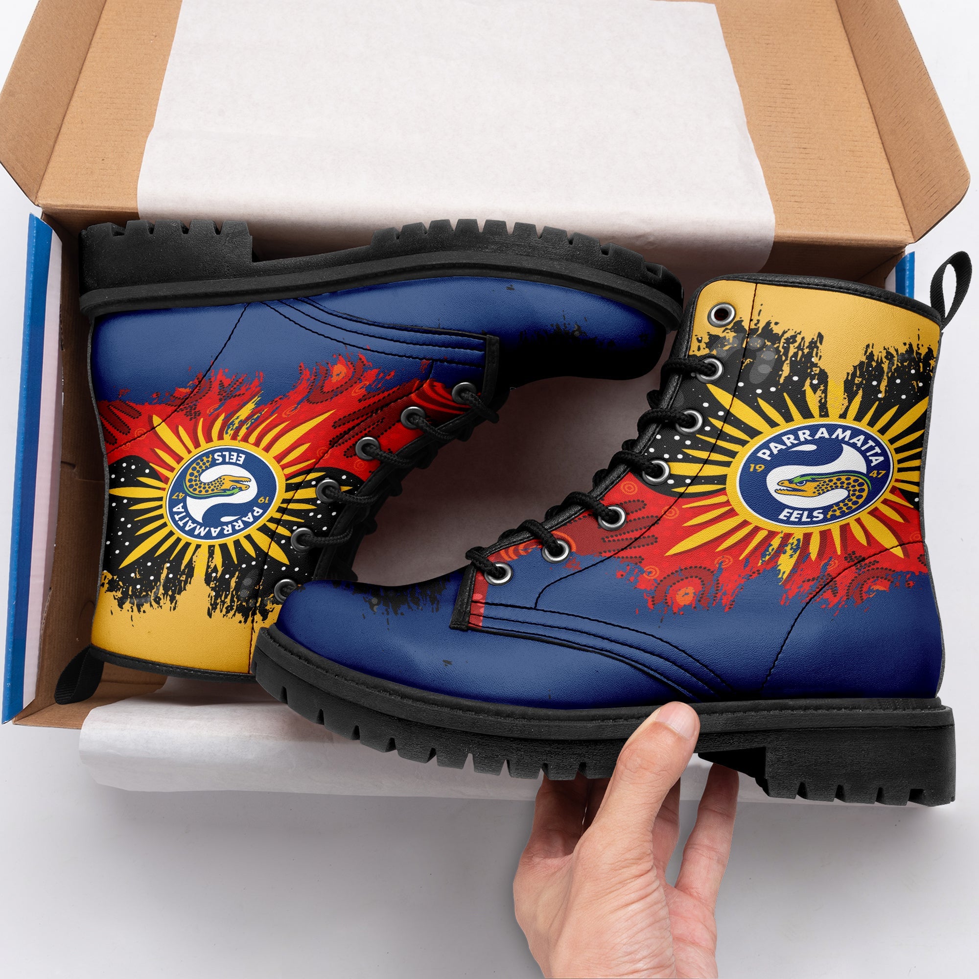 parramatta-eels-leather-boots-australian-aboriginal-flag-sun-painting-art-brush-nrl