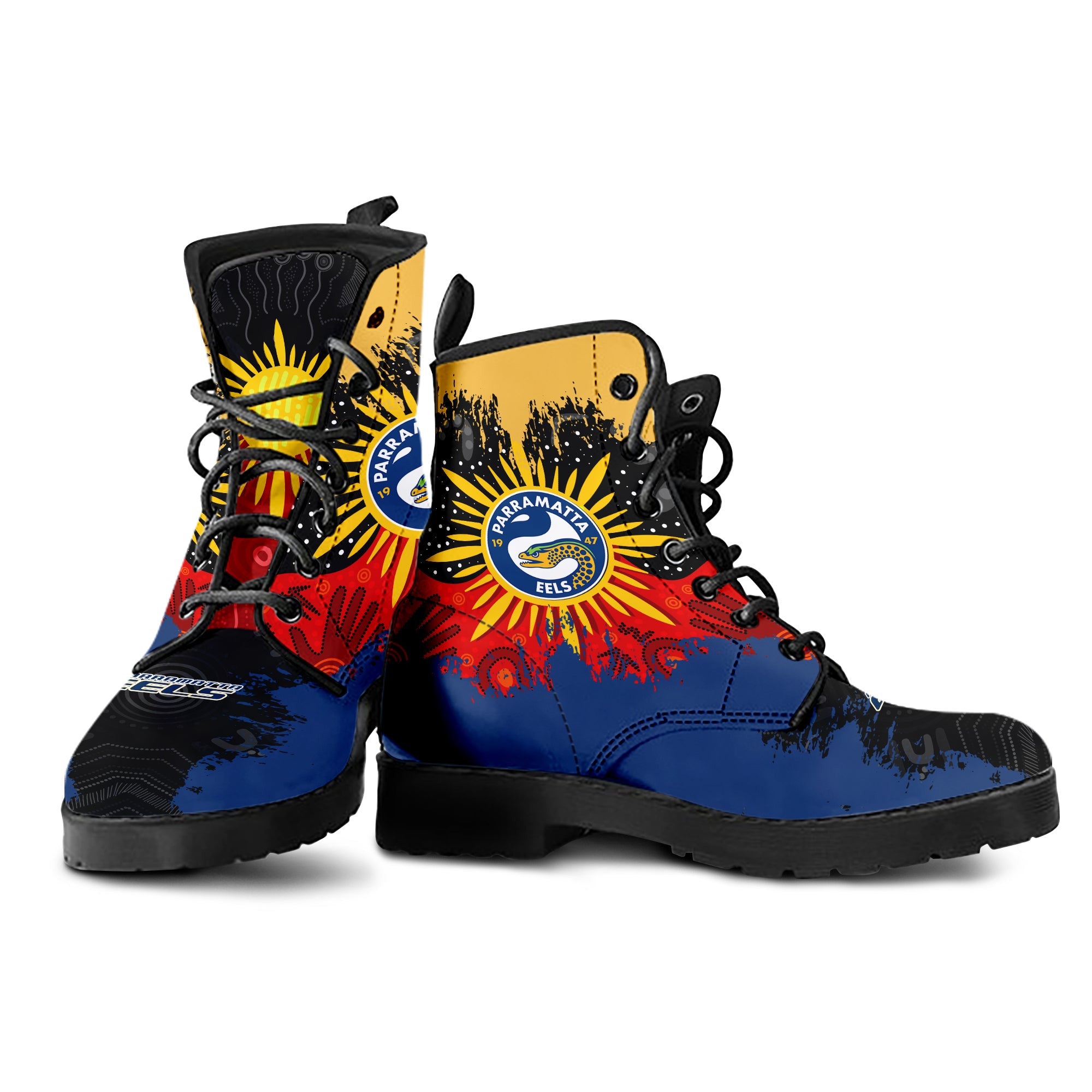 parramatta-eels-leather-boots-australian-aboriginal-flag-sun-painting-art-brush-nrl