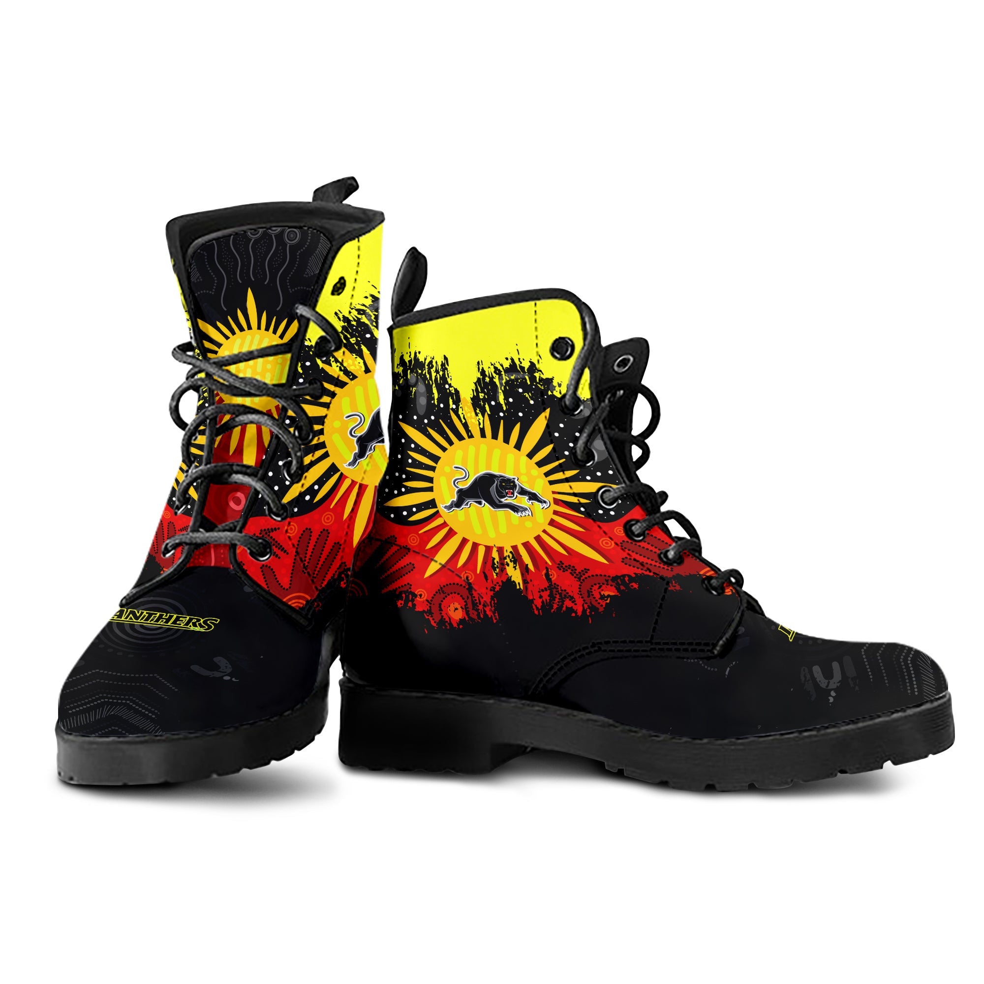 penrith-panthers-leather-boots-australian-aboriginal-flag-sun-painting-art-brush-nrl