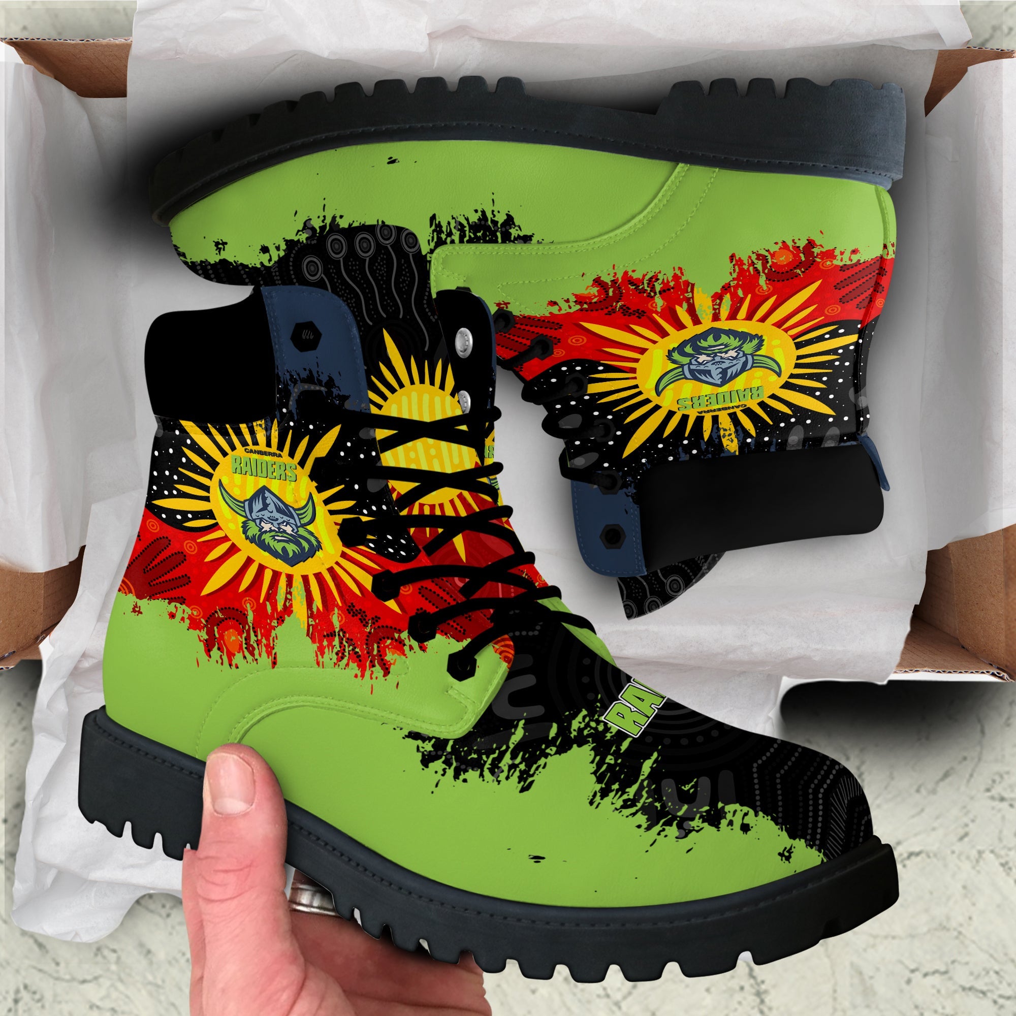 canberra-raiders-all-season-boots-australian-aboriginal-flag-sun-painting-art-brush-nrl