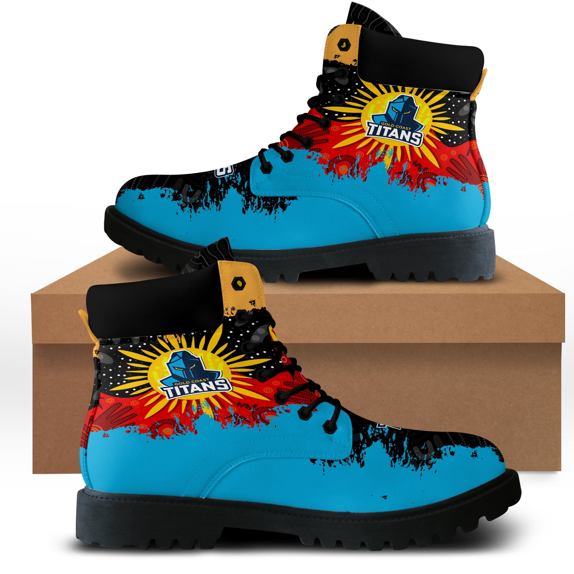 gold-coast-titans-all-season-boots-australian-aboriginal-flag-sun-painting-art-brush-nrl