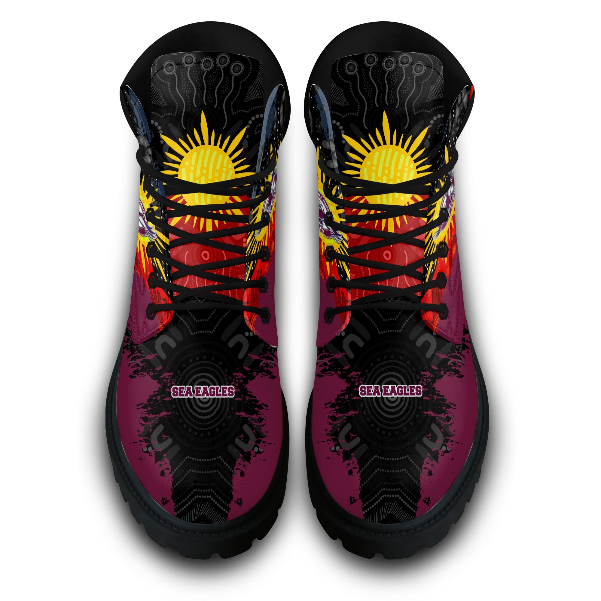 manly-warringah-sea-eagles-all-season-boots-australian-aboriginal-flag-sun-painting-art-brush-nrl