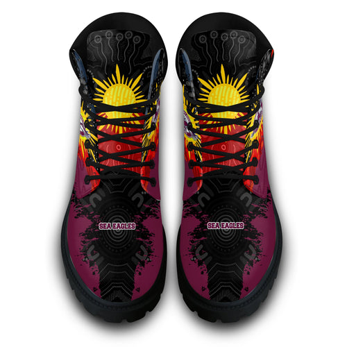 manly-warringah-sea-eagles-all-season-boots-australian-aboriginal-flag-sun-painting-art-brush-nrl