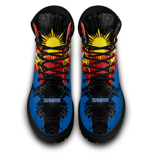 newcastle-knights-all-season-boots-australian-aboriginal-flag-sun-painting-art-brush-nrl