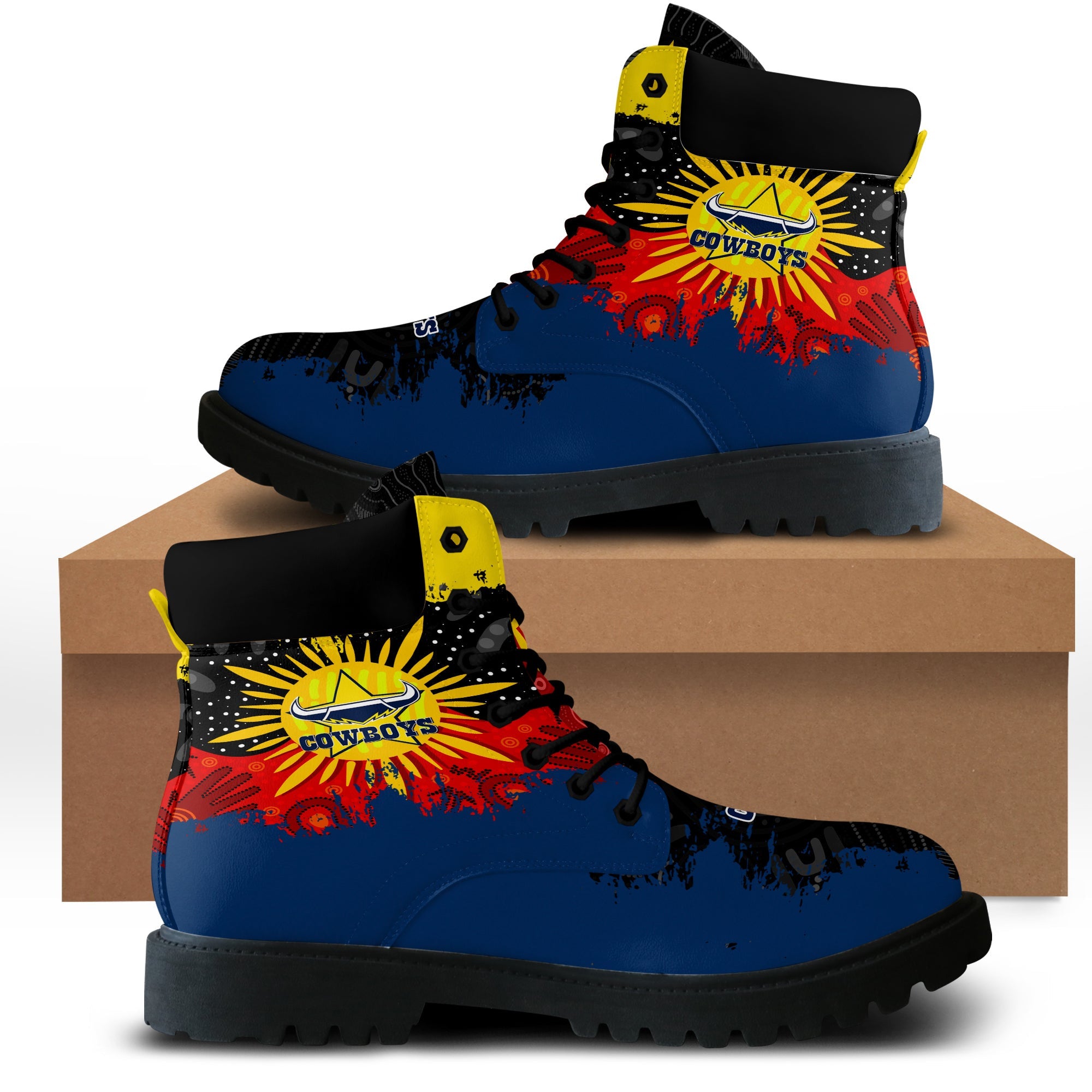 north-queensland-cowboys-all-season-boots-australian-aboriginal-flag-sun-painting-art-brush-nrl