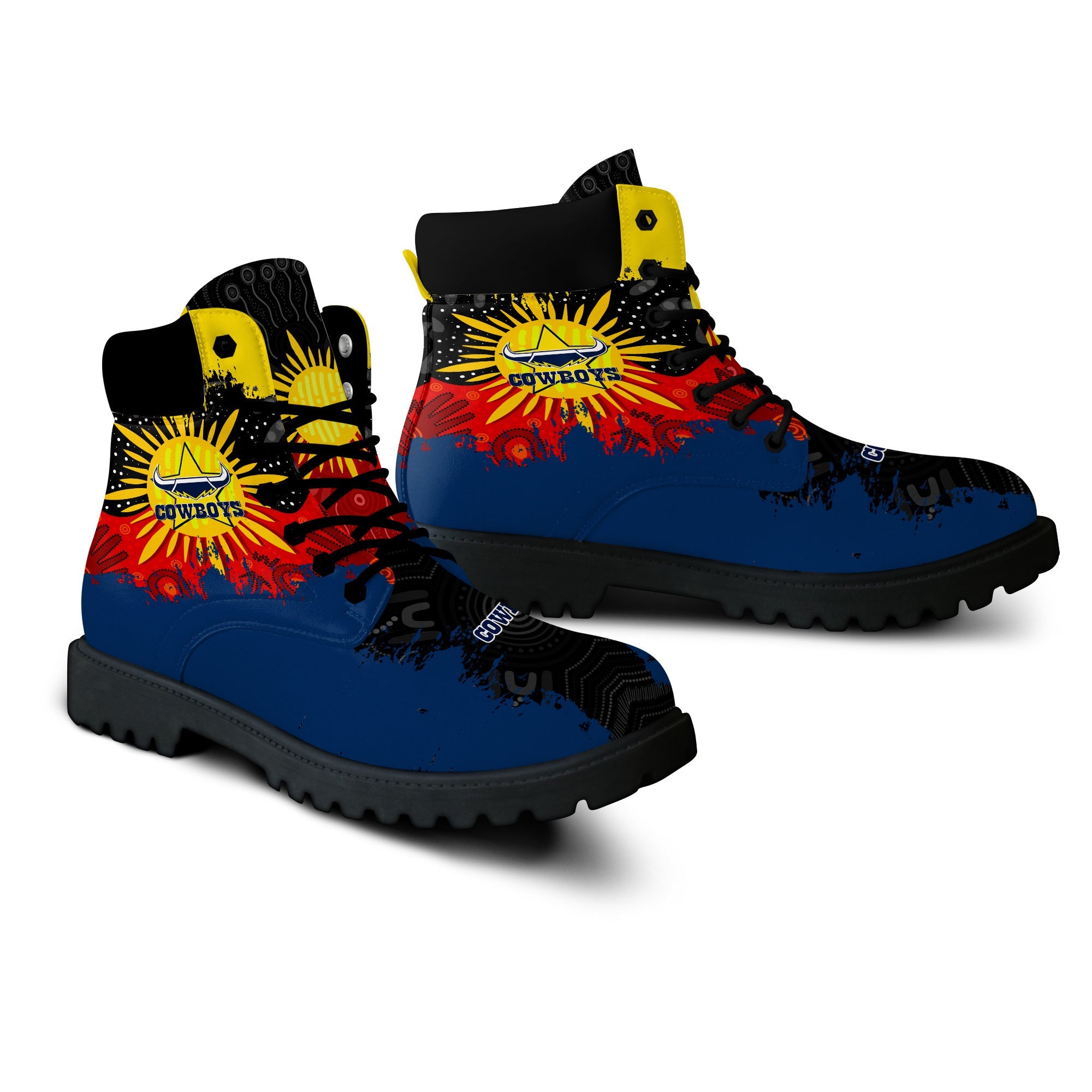 north-queensland-cowboys-all-season-boots-australian-aboriginal-flag-sun-painting-art-brush-nrl