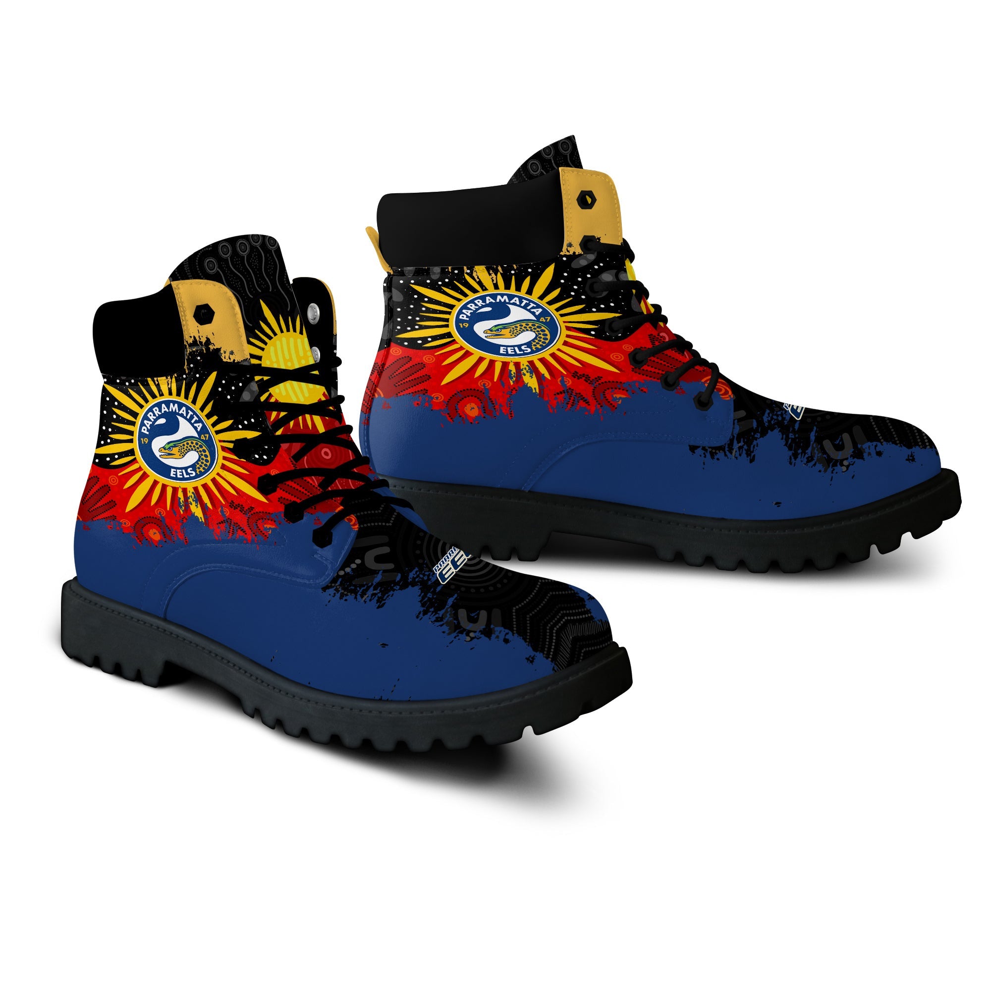 parramatta-eels-all-season-boots-australian-aboriginal-flag-sun-painting-art-brush-nrl