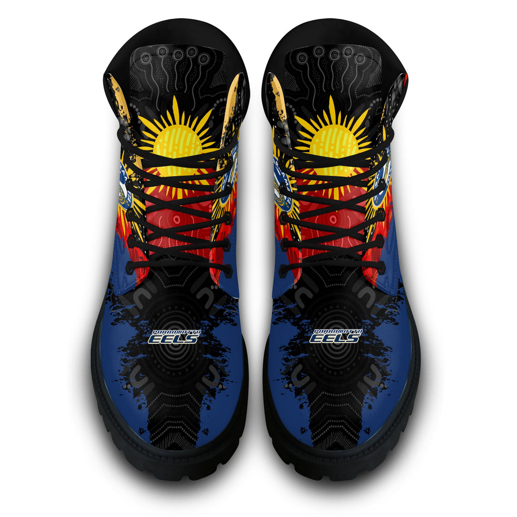 parramatta-eels-all-season-boots-australian-aboriginal-flag-sun-painting-art-brush-nrl