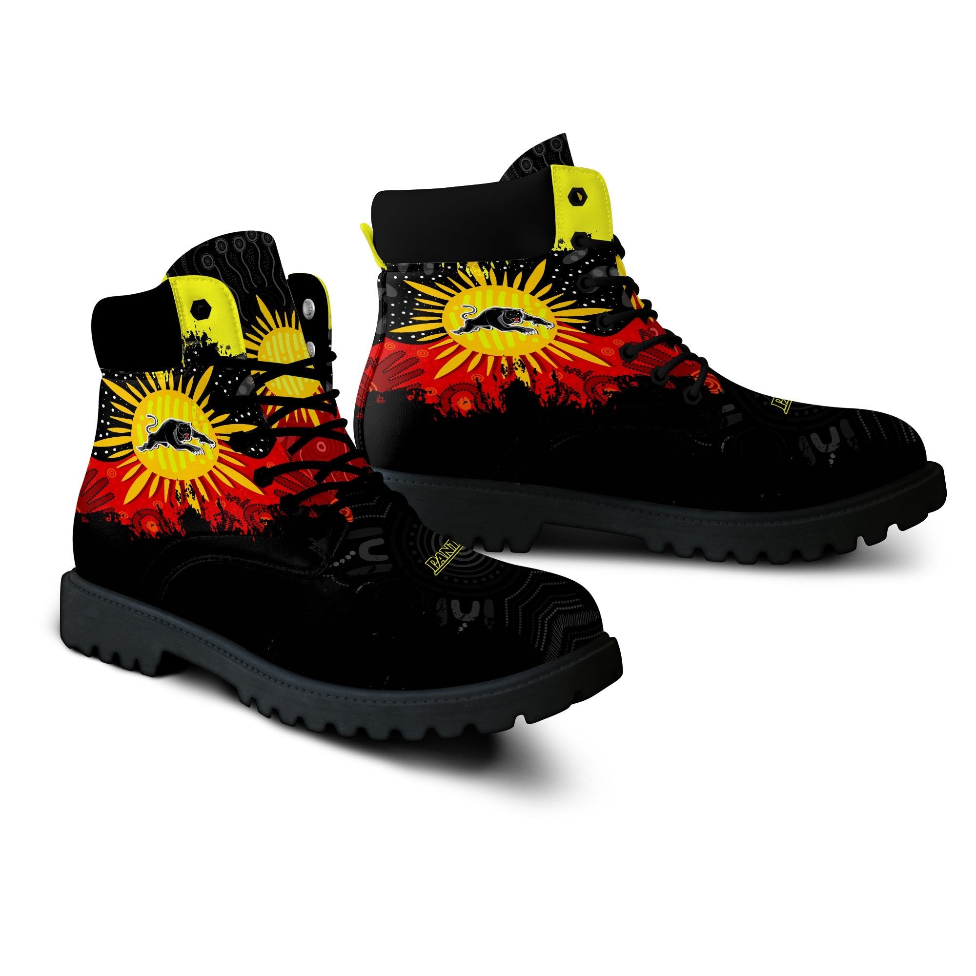 penrith-panthers-all-season-boots-australian-aboriginal-flag-sun-painting-art-brush-nrl