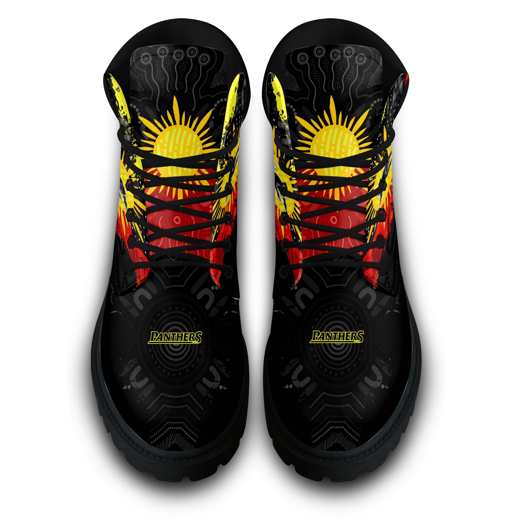 penrith-panthers-all-season-boots-australian-aboriginal-flag-sun-painting-art-brush-nrl