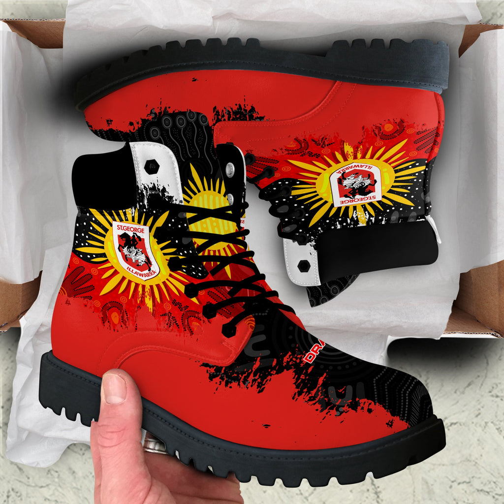 st-george-illawarra-dragons-all-season-boots-australian-aboriginal-flag-sun-painting-art-brush-nrl
