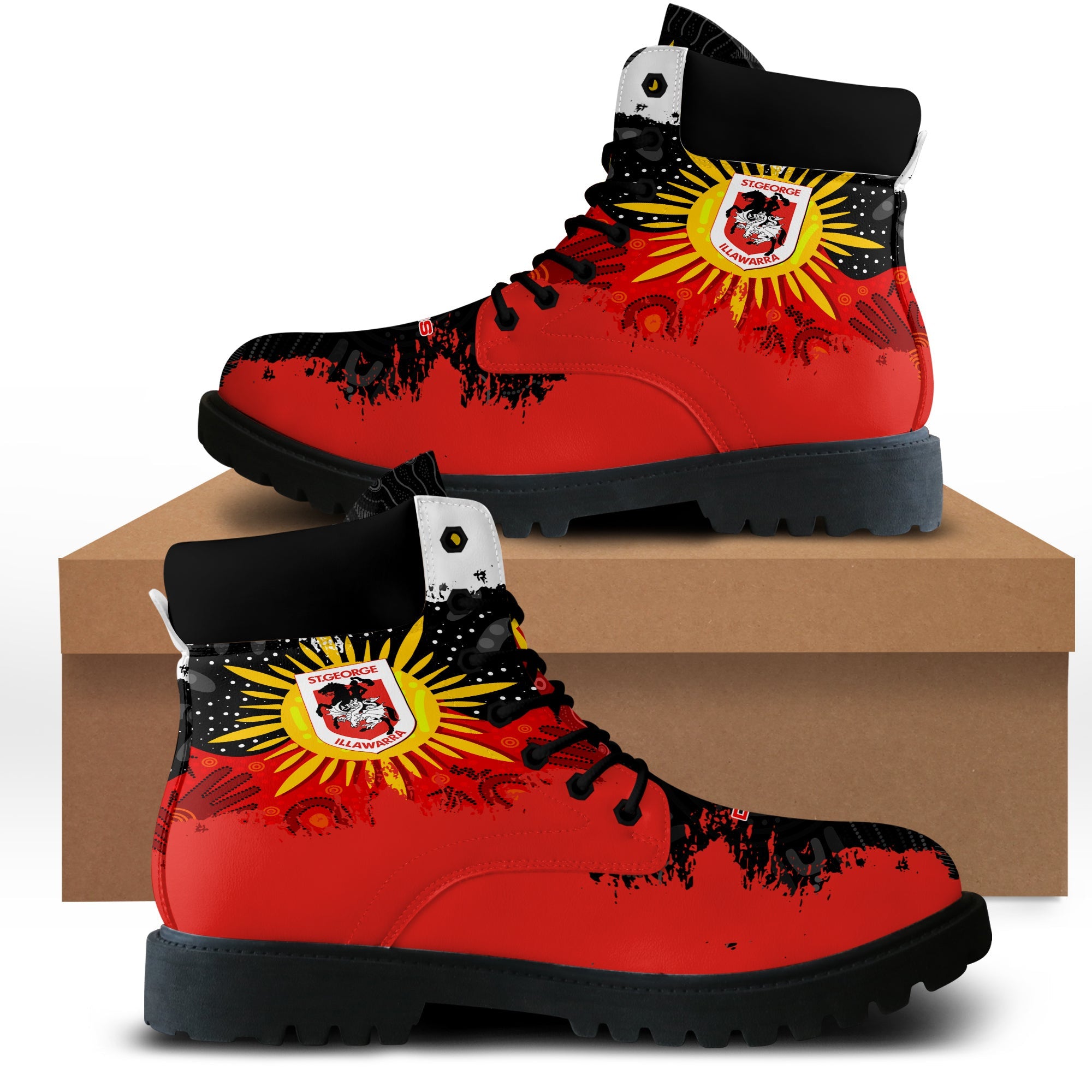 st-george-illawarra-dragons-all-season-boots-australian-aboriginal-flag-sun-painting-art-brush-nrl