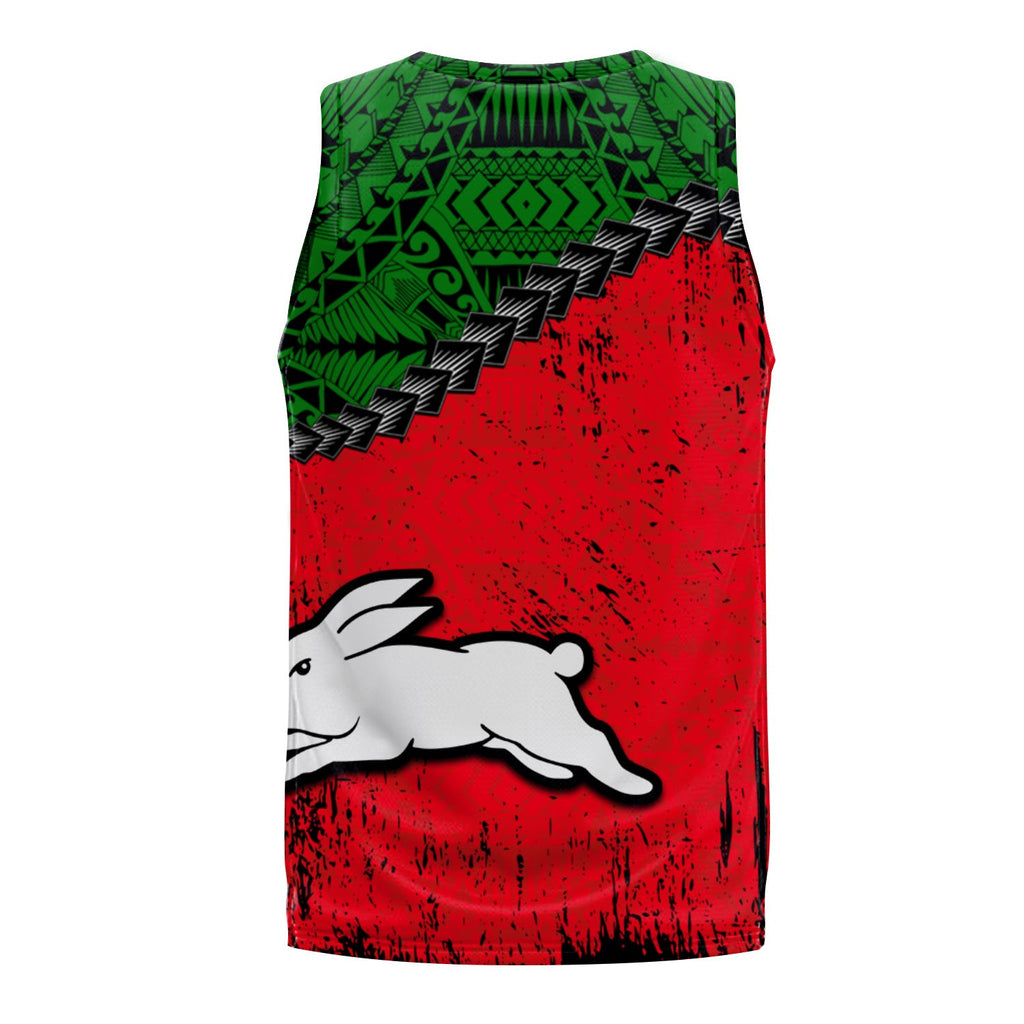 south-sydney-rabbitohs-basketball-jersey-grunge-polynesian-tattoo-nrl