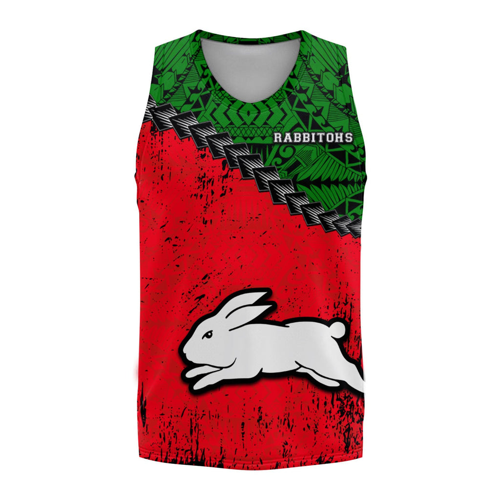 south-sydney-rabbitohs-basketball-jersey-grunge-polynesian-tattoo-nrl