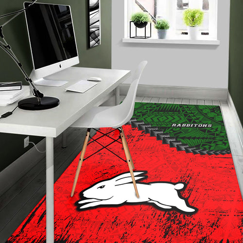 south-sydney-rabbitohs-area-rugs-grunge-polynesian-tattoo-nrl