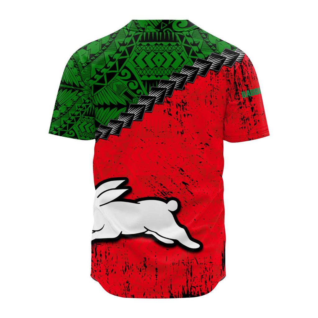 south-sydney-rabbitohs-baseball-jersey-grunge-polynesian-tattoo-nrl
