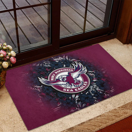 manly-warringah-sea-eagles-doormat-polynesian-hibiscus-tropical-vintage-nrl