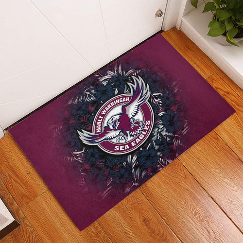 manly-warringah-sea-eagles-doormat-polynesian-hibiscus-tropical-vintage-nrl