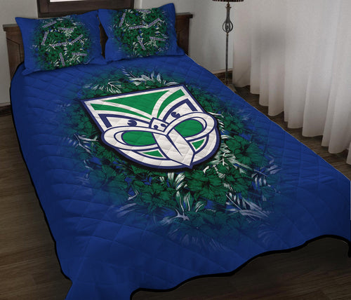 new-zealand-warriors-quilt-bed-set-polynesian-hibiscus-tropical-vintage-nrl