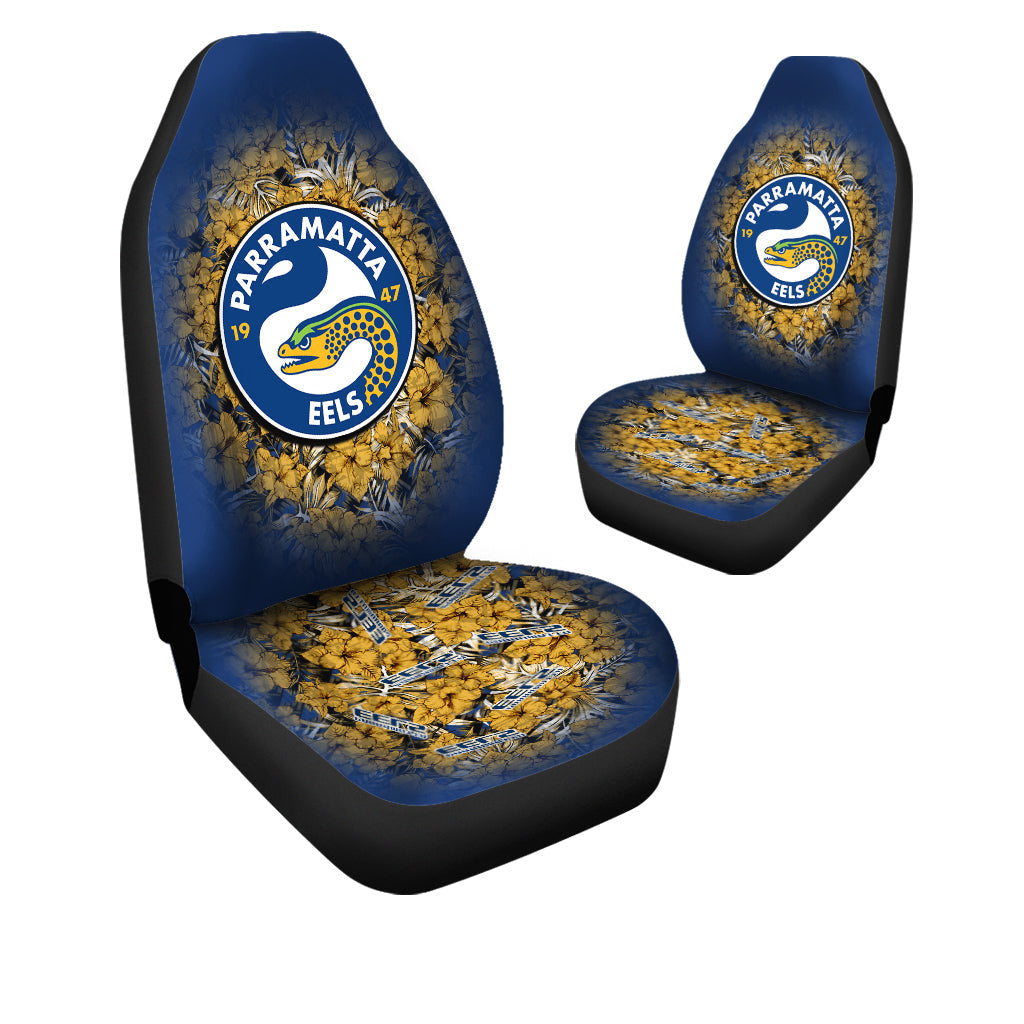 parramatta-eels-car-seat-covers-polynesian-hibiscus-tropical-vintage-nrl
