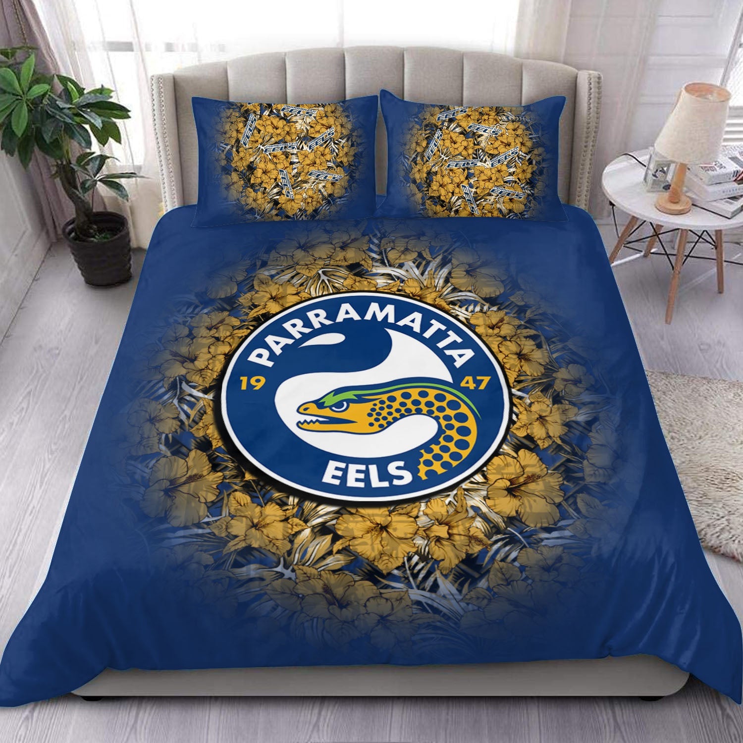 parramatta-eels-bedding-set-polynesian-hibiscus-tropical-vintage-nrl