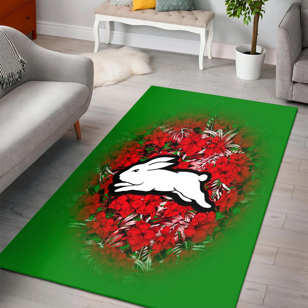 south-sydney-rabbitohs-rug-polynesian-hibiscus-tropical-vintage-nrl