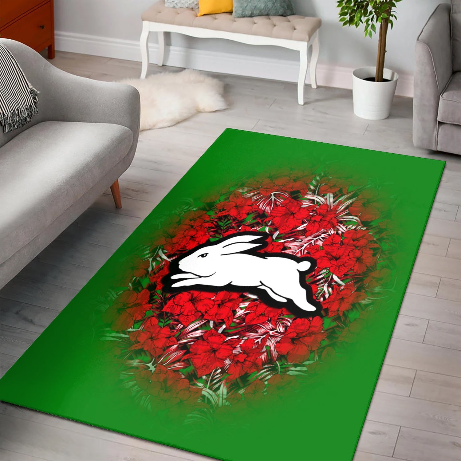 south-sydney-rabbitohs-rug-polynesian-hibiscus-tropical-vintage-nrl