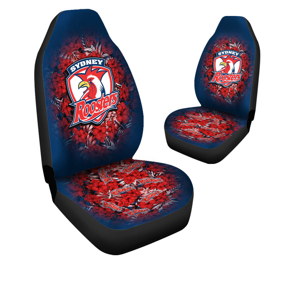 sydney-roosters-car-seat-covers-polynesian-hibiscus-tropical-vintage-nrl