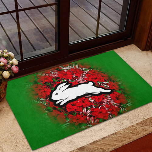 south-sydney-rabbitohs-doormat-polynesian-hibiscus-tropical-vintage-nrl