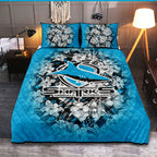 cronulla-sutherland-sharks-quilt-bed-set-polynesian-hibiscus-tropical-vintage-nrl
