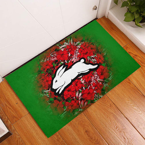 south-sydney-rabbitohs-doormat-polynesian-hibiscus-tropical-vintage-nrl