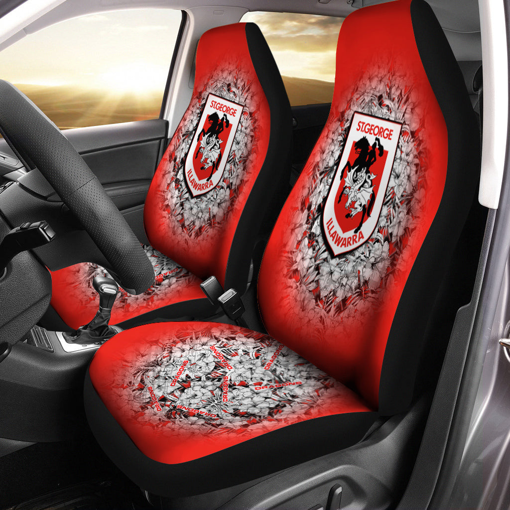 st-george-illawarra-dragons-car-seat-covers-polynesian-hibiscus-tropical-vintage-nrl