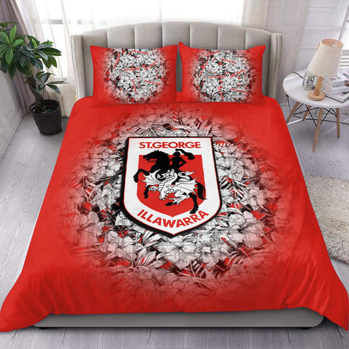 st-george-illawarra-dragons-bedding-set-polynesian-hibiscus-tropical-vintage-nrl