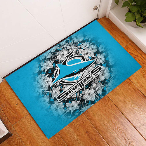 cronulla-sutherland-sharks-doormat-polynesian-hibiscus-tropical-vintage-nrl