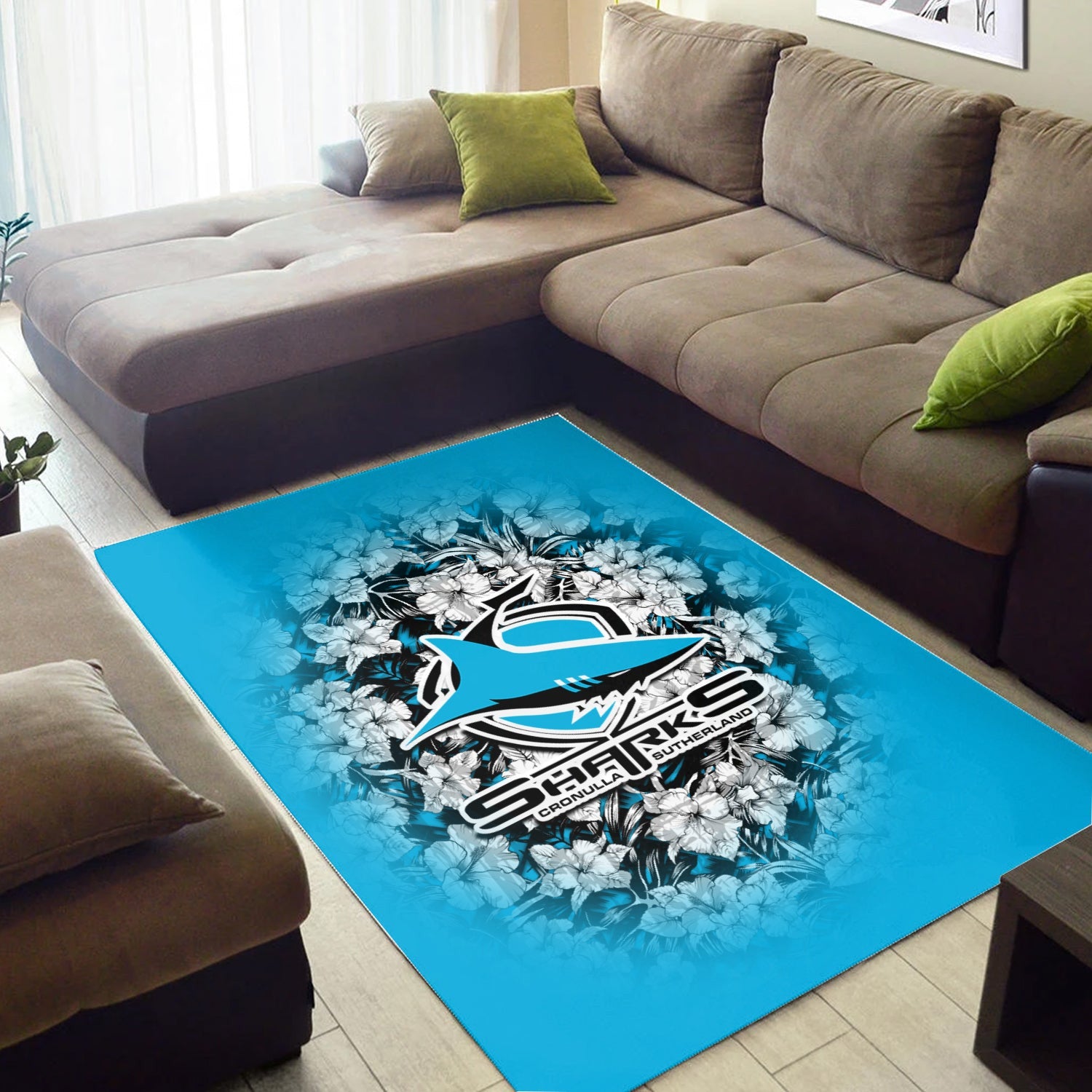 cronulla-sutherland-sharks-rug-polynesian-hibiscus-tropical-vintage-nrl