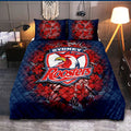 sydney-roosters-quilt-bed-set-polynesian-hibiscus-tropical-vintage-nrl