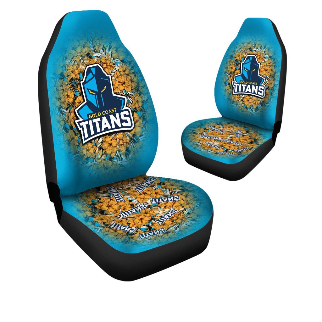 gold-coast-titans-car-seat-covers-polynesian-hibiscus-tropical-vintage-nrl
