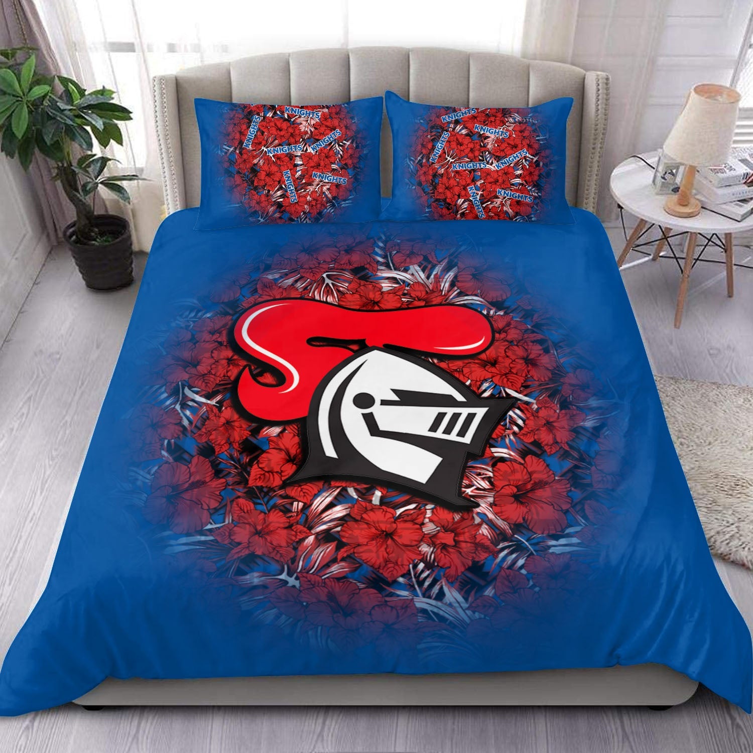 newcastle-knights-bedding-set-polynesian-hibiscus-tropical-vintage-nrl
