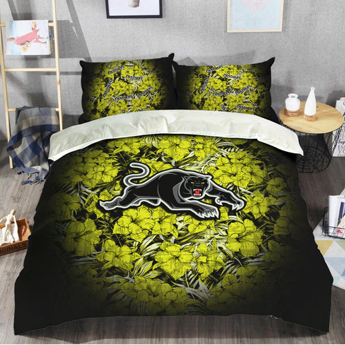 penrith-panthers-bedding-set-polynesian-hibiscus-tropical-vintage-nrl