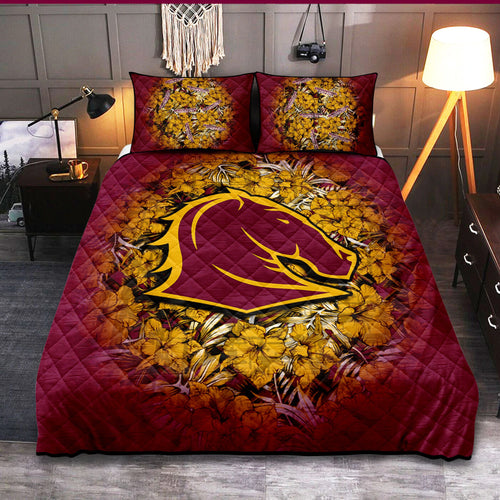 brisbane-broncos-quilt-bed-set-polynesian-hibiscus-tropical-vintage-nrl