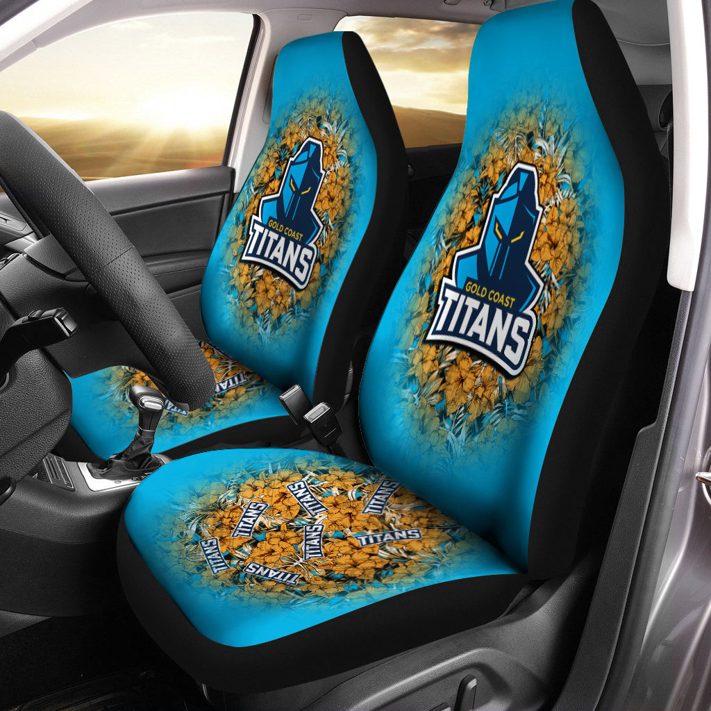 gold-coast-titans-car-seat-covers-polynesian-hibiscus-tropical-vintage-nrl