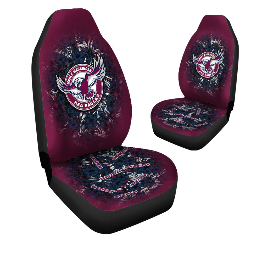 manly-warringah-sea-eagles-car-seat-covers-polynesian-hibiscus-tropical-vintage-nrl